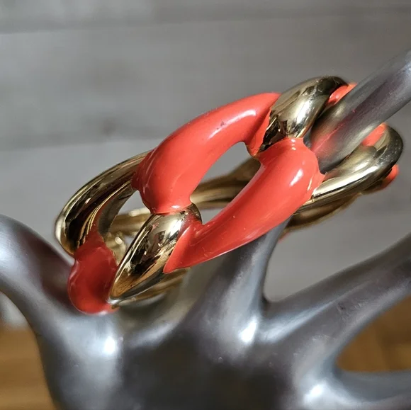 Vintage Clamper Bracelet. Chain Link Clamper. Orange & Gold Clamper. - Picture 9 of 9